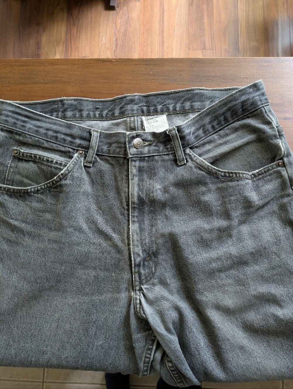 Men's 36 X 34 Black-Gray Denim Jeans 100% Cotton